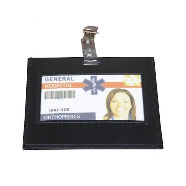 Dacasso Dacasso A1039 Leather ID Badge Holder; Black A1039 - main